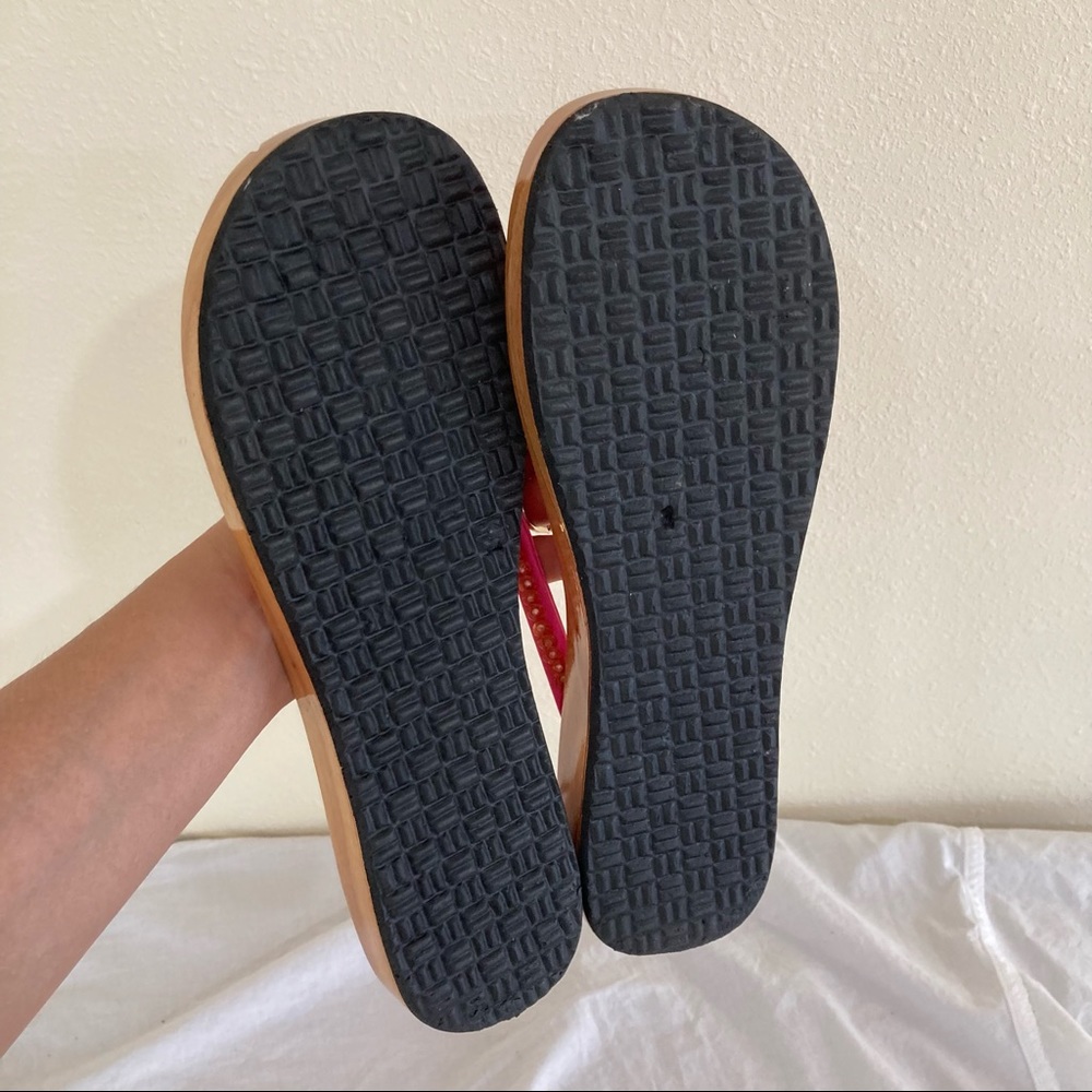 Wooden sandals with painted flowers Hibiscus Tropical Hawaii Polynesian Size XL - Picture 11 of 14